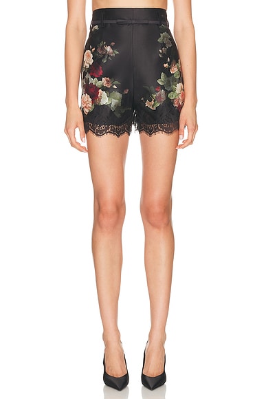 Zimmermann Hypnotic Lace Trim Short in Black Cascade