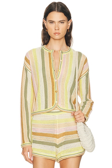 Zimmermann Indra Stripe Crochet Cardigan in Multi