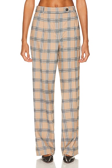 Zimmermann Luminosity Pleat Front Pant in Tan Check