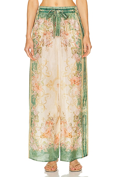 Zimmermann August Relaxed Pant in Khaki Floral
