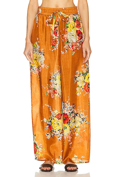 Zimmermann Alight Relaxed Pant in Tan Floral