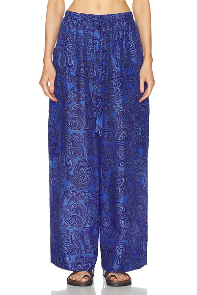 Zimmermann Ottie Relaxed Pant in Blue Paisley