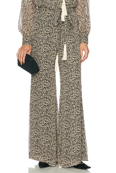 Zimmermann Valiant Soft Flare Pant in Fleur Stamp