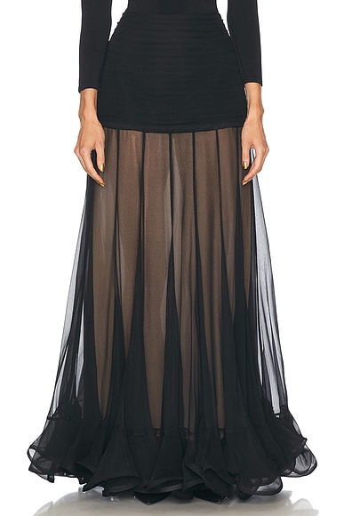 スカート MM6 flounced skirt in cotton Zimmermann Illustration Flounce Skirt in Black | FWRD