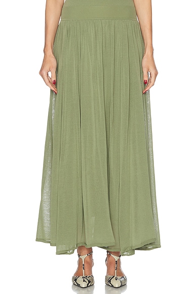 Zimmermann Illuminate Gathered Skirt in Olive