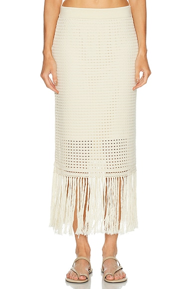 Zimmermann Indra Fringe Skirt in Cream