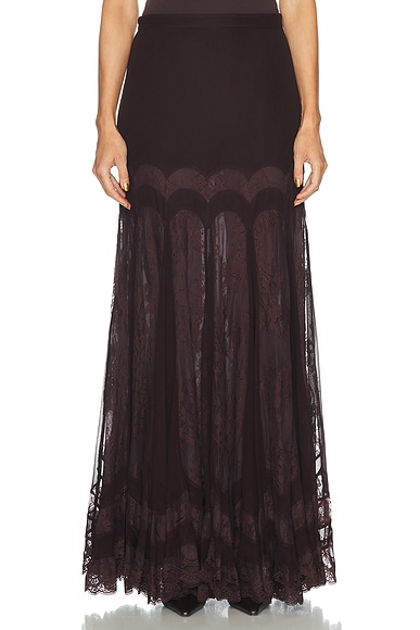Zimmermann Valiant Panelled Maxi Skirt in Chocolate