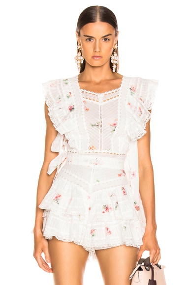 Zimmermann Heathers Pintuck Top in Floating Bouquet FWRD