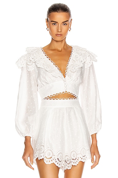 Zimmermann Bellitude Scallop Crop Top in Ivory | FWRD