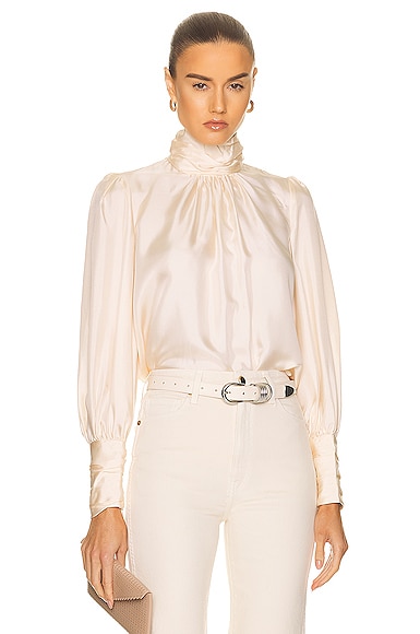 Zimmermann Celestial Gathered Blouse in Cream | FWRD