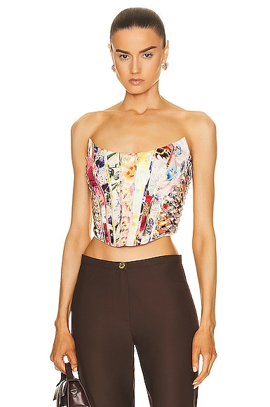 Zimmermann Wonderland Floral Corset Top in Spliced Multi