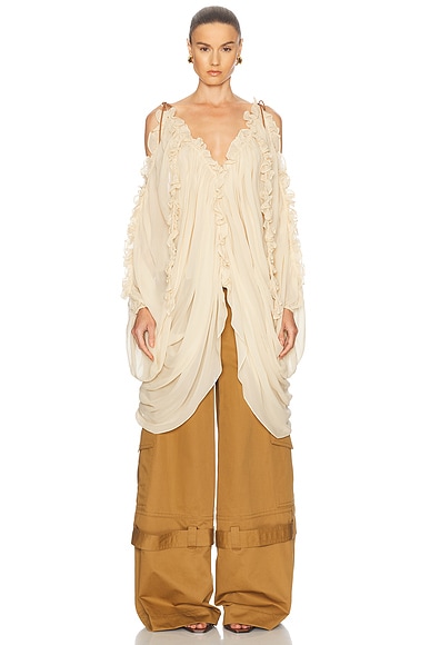 Zimmermann Illuminate Draped Blouse in Tea
