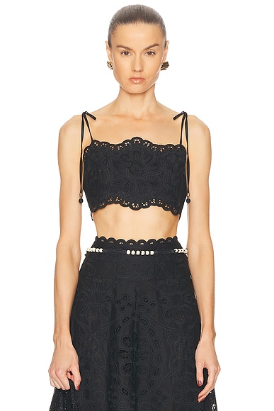 Zimmermann Rhiannon Embroidered Bodice Top in Black