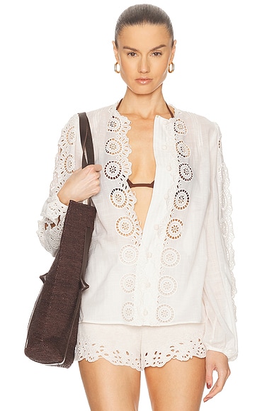 【新品未使用】ロンハーマン　Indian Embroidery Blouse Zimmermann Lucky Embroidered Blouse in Ivory | FWRD