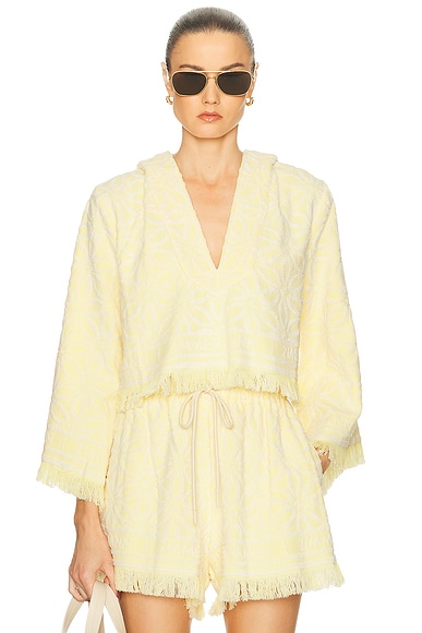 Zimmermann Coco Towelling Hooded Top in Yellow & Cream