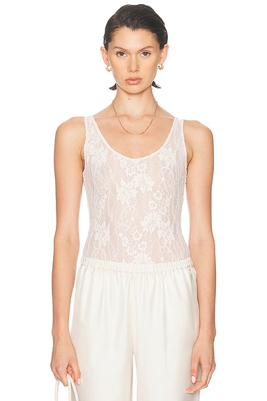 Zimmermann Lace Scoop Bodysuit in Light Pink