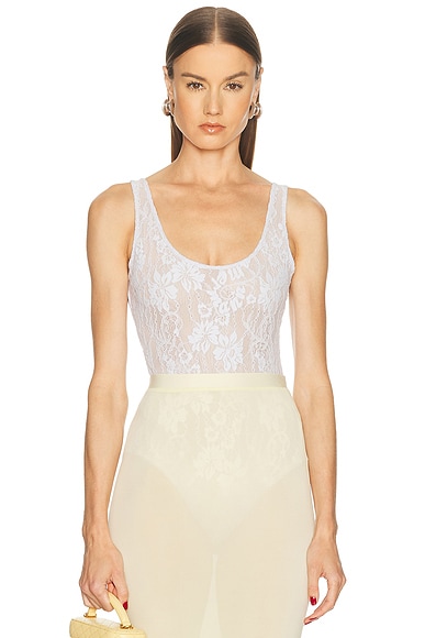 Zimmermann Lace Scoop Bodysuit in Lilac