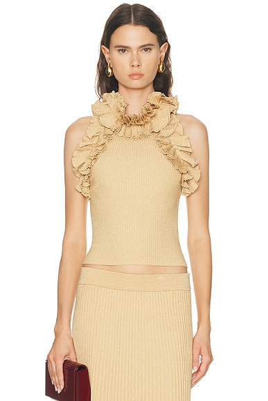 Luna Metallic Ruffle Tank Top