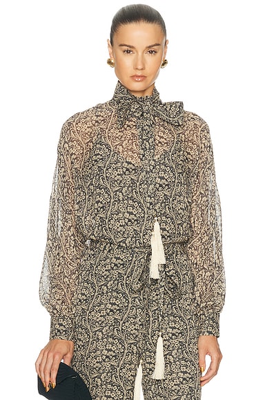 Zimmermann Valiant Blouse Top in Fleur Stamp