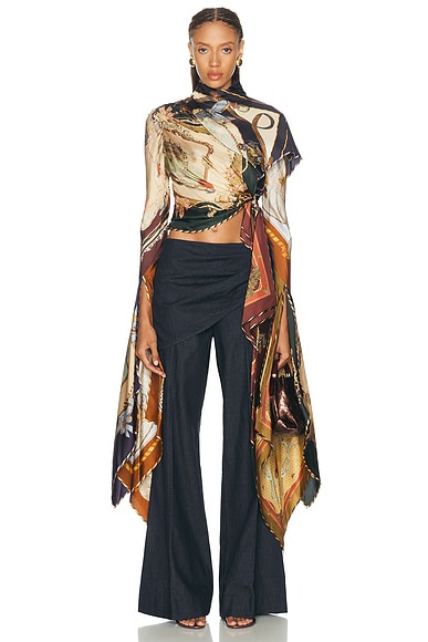 Zimmermann Valiant Draped Scarf Top in Spliced Scarves