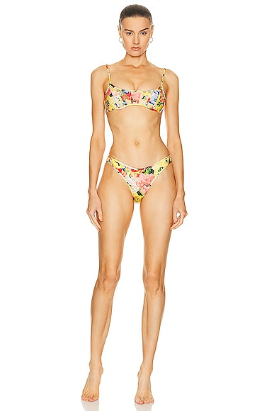 Zimmermann Alight Corset Bikini Set in Yellow Floral