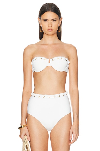 Zimmermann Halliday Eyelet Balconette Bikini Top in Ivory