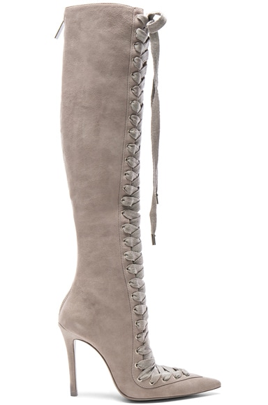Lace Up Suede Long Boots