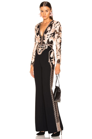 Floral Frame Embroidered Jumpsuit