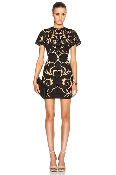 Zuhair Murad Embroidered Mini Dress in Caviar FWRD