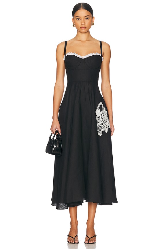Marques ' Almeida Lace Neckline Slip Dress in Black & Black Marques ' Almeida Lace Neckline Slip Dress in Black & Black