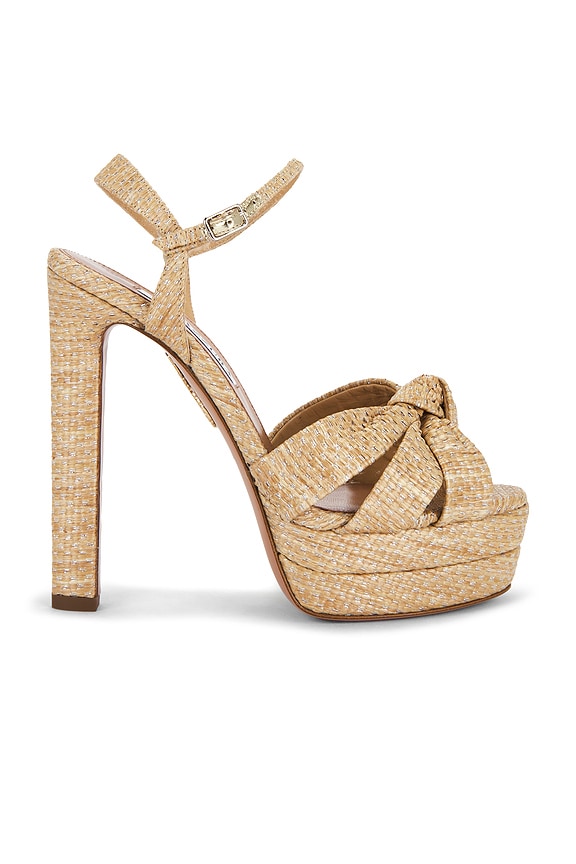 Aquazzura Copacabana 130 Wedge Sandal in Tobacco | FWRD