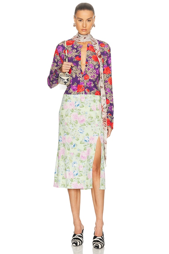 jean paul gaultier flower body morphing long sleeve dress Jean Paul Gaultier Flower Body Morphing Mariniere Mesh Stretch Jersey