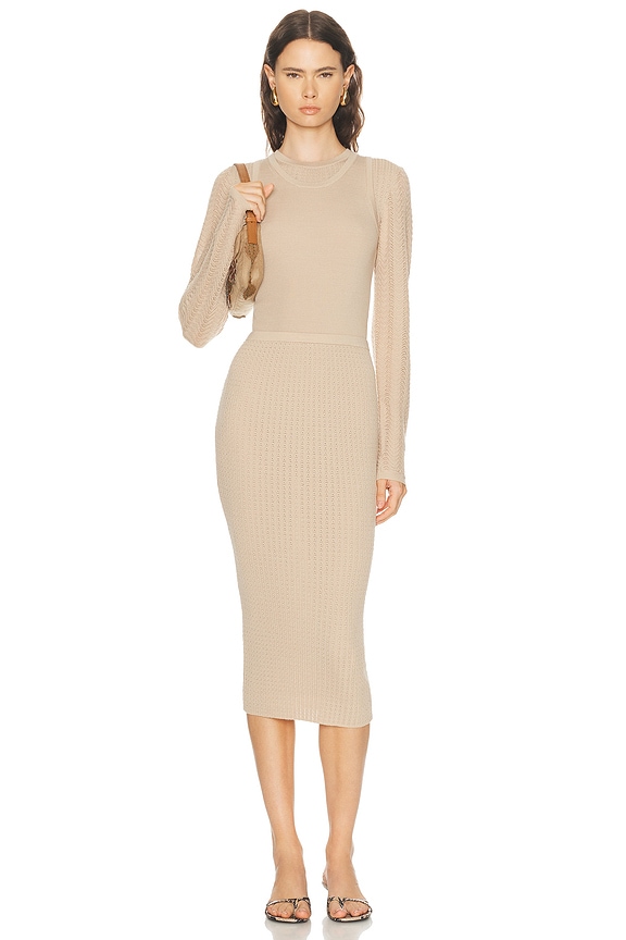 Chloe Chunky Wool Blend Knit Dress in Papyrus White | FWRD