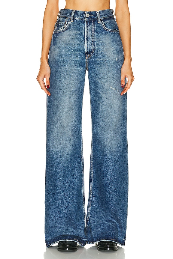 Jean Paul Gaultier One Leg Button Detail Wide Leg Jeans in