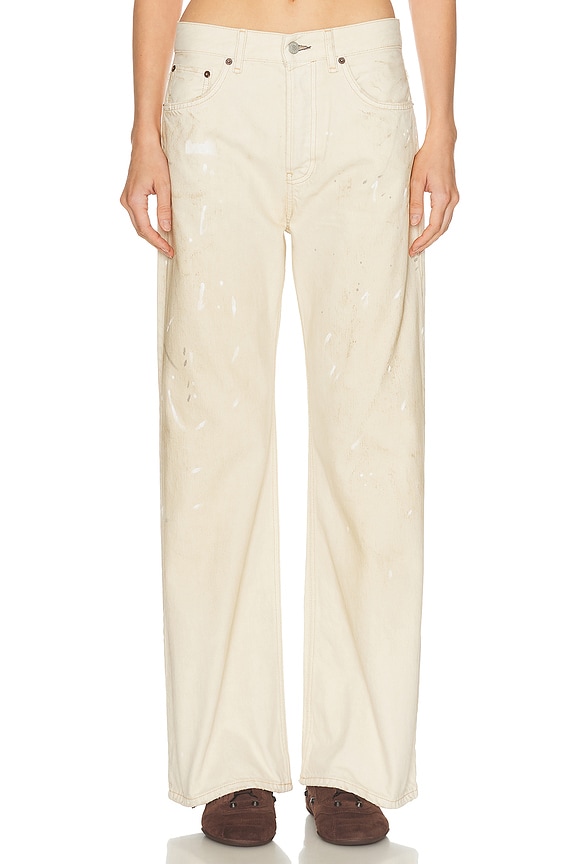 R13 Damon Pleated Wide Leg in Pale Yellow | FWRD