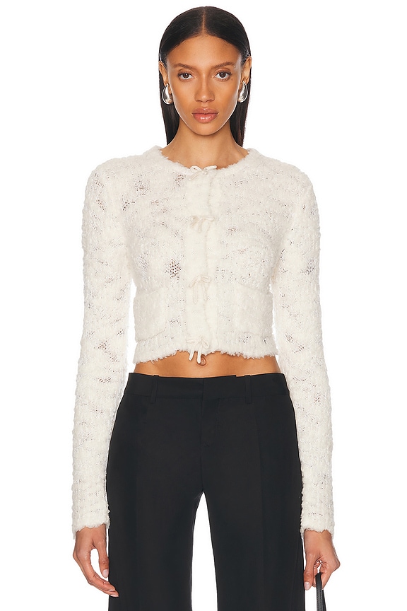 Alexander Wang Cropped Mock Neck Sweatshirt in White | FWRD