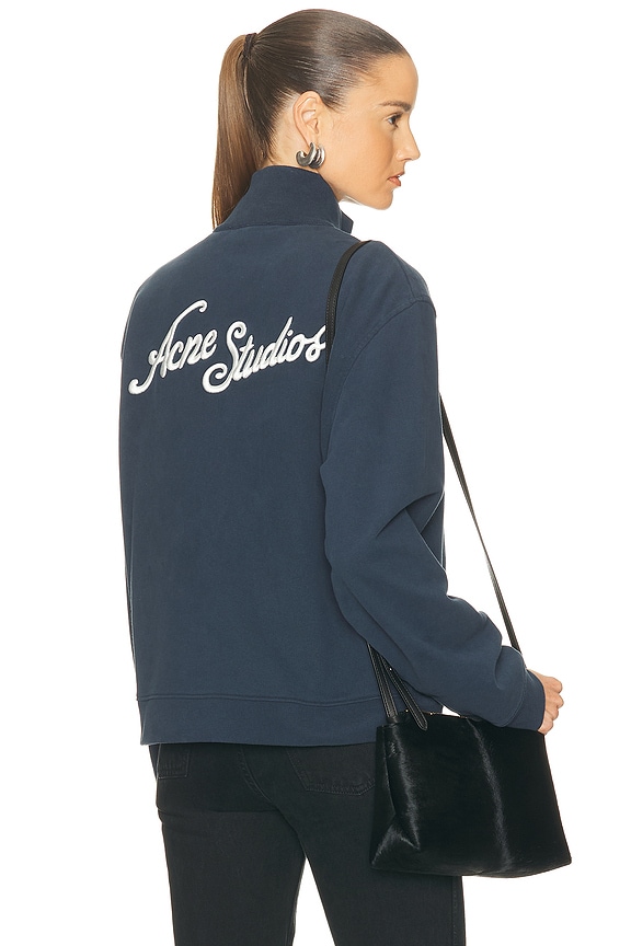 Sporty & Rich Finish Line Crewneck Sweater in Navy & White