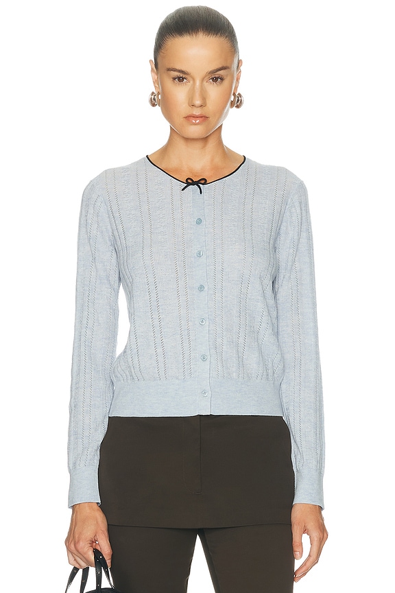 Alexander Wang Pearl Placket Cropped Cardigan in Ivory | FWRD