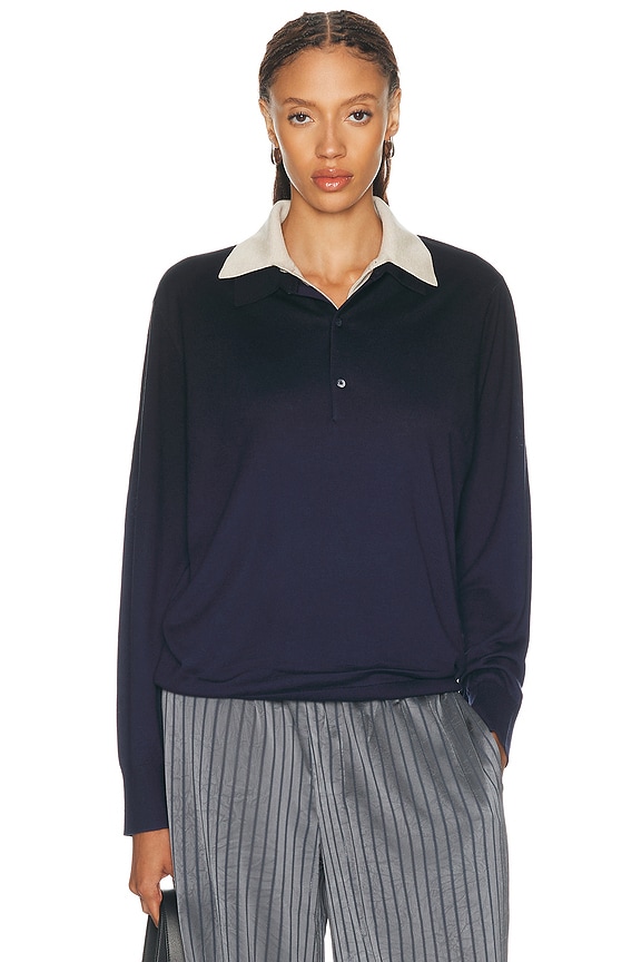 Acne Studios Hooded Zip Sweater in Navy Blue | FWRD