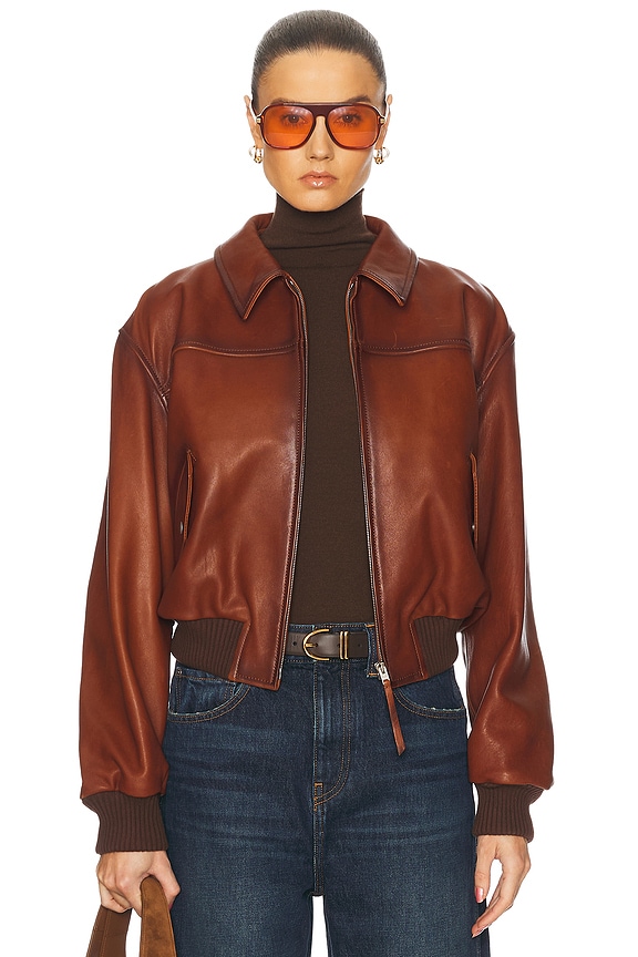 Acne Studios Onnea Bomber Jacket in Dark Burgundy | FWRD
