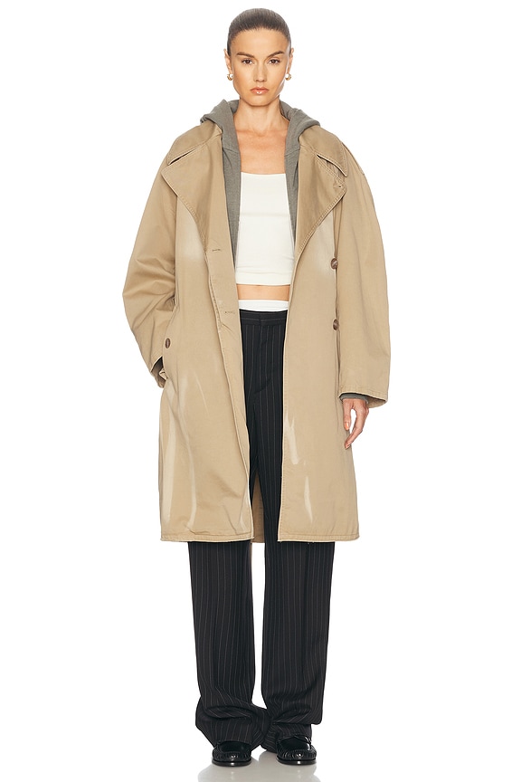 R13 Gusset Back Trench Coat in Khaki | FWRD
