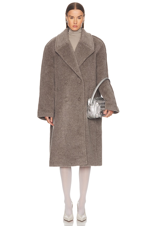 Ganni Boucle Wool Coat in Kalamata | FWRD