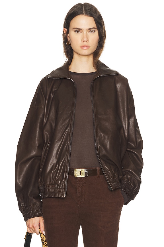 Lemaire Soft Leather Blouson Jacket in Chocolate | FWRD