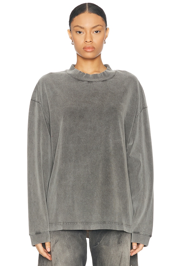 Balenciaga Long Sleeve Oversized T-shirt in Shell & Black | FWRD