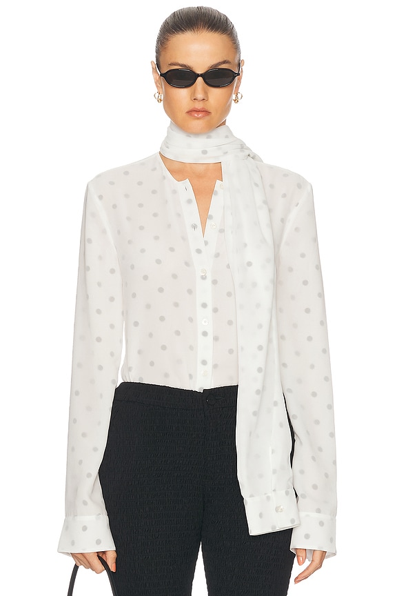 ganni dotted georgette blouse