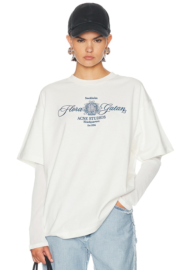 Acne Studios Elga Long Sleeve T-shirt in Ecru Beige | FWRD