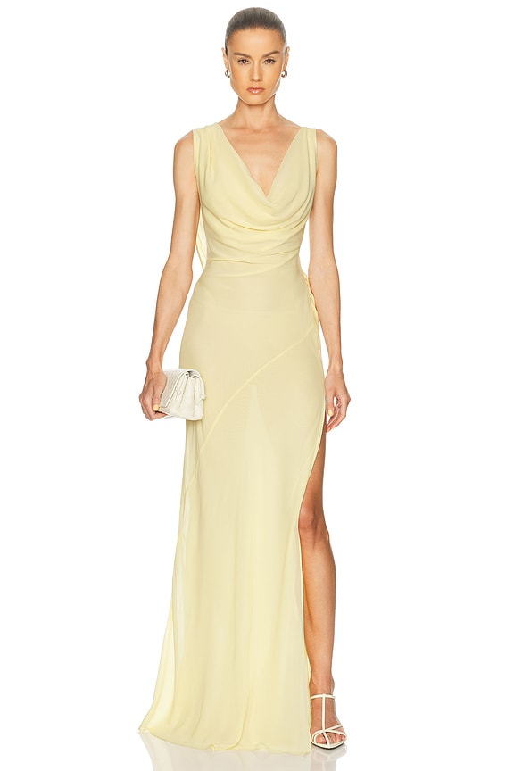 Loewe Draped Dress in Yellow | FWRD