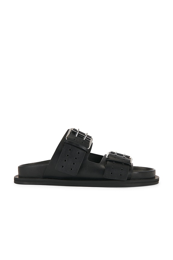 A.EMERY Imara Sandal in Black Embossed Croc | FWRD