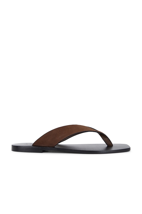The Row Constance Leather Flat Sandals in Walnut | FWRD