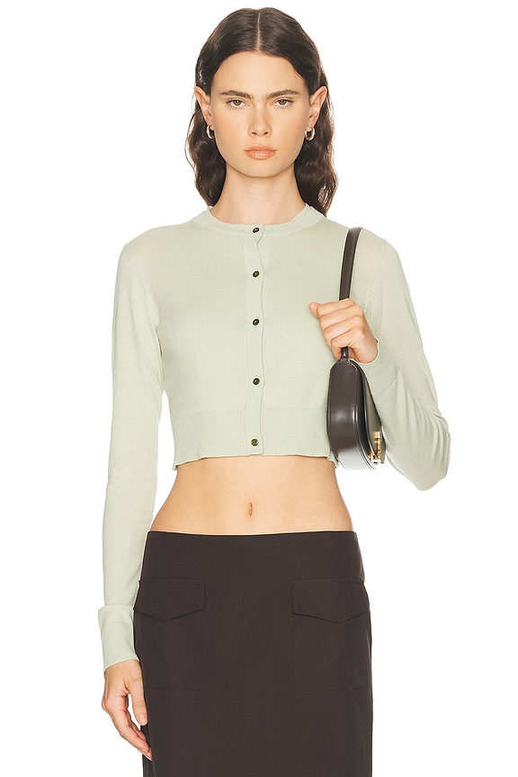 Alexander Wang Logo Bodycon Snap Cardigan in Soft White | FWRD